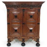 An 18th Century Oak and Ebony Wood Cabinet