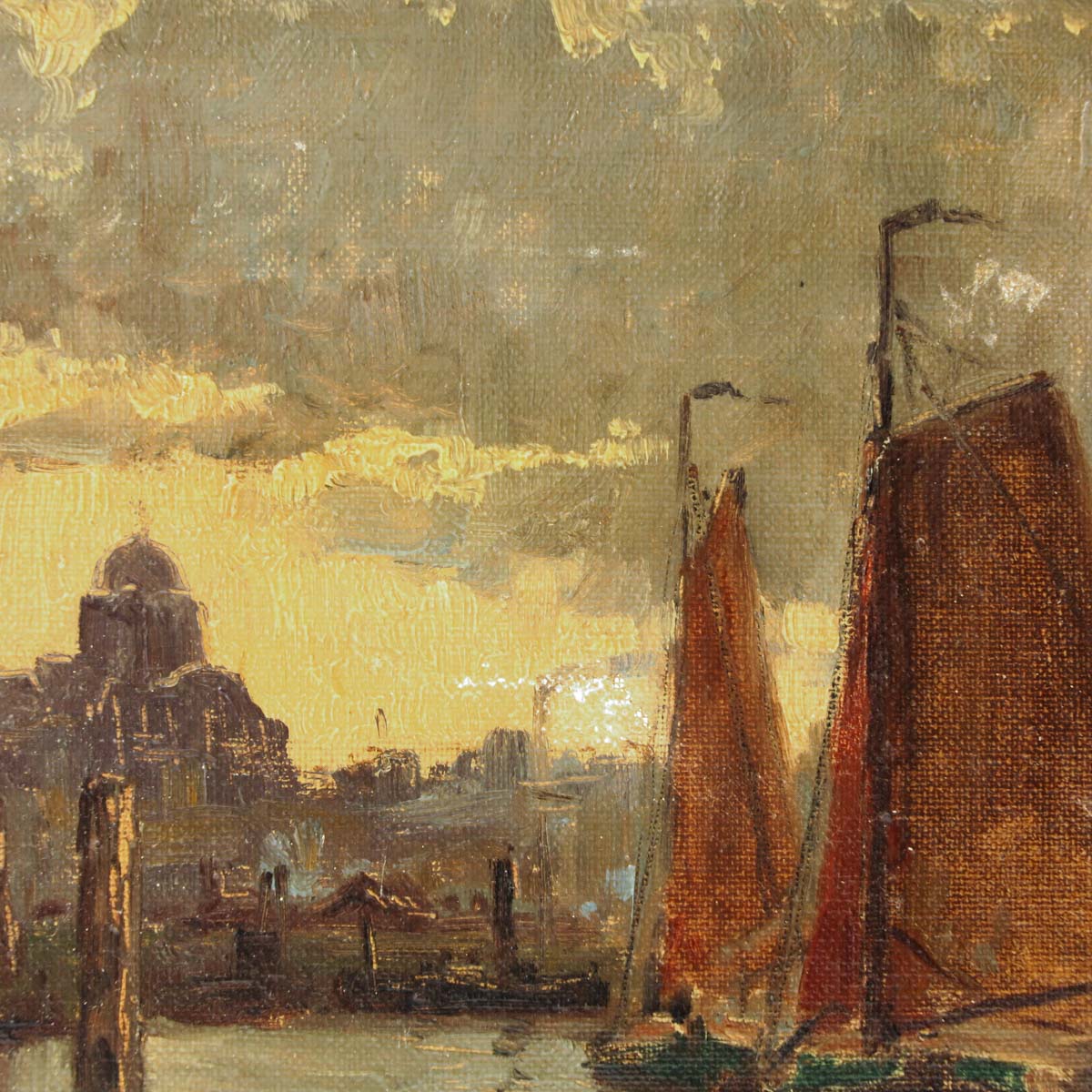An Oil on Canvas Depicting Harbor View - Image 5 of 5