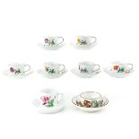 A Collection of 8 Meissen Cups and Saucers