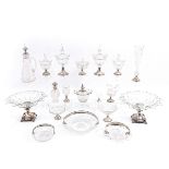 A Collection of Crystal Items with Dutch Silver