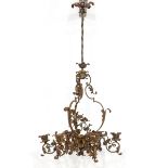 A Bronzed Cast Iron Chandelier