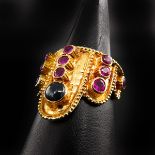 A 18KG Ladies Ruby and Sapphire Ring