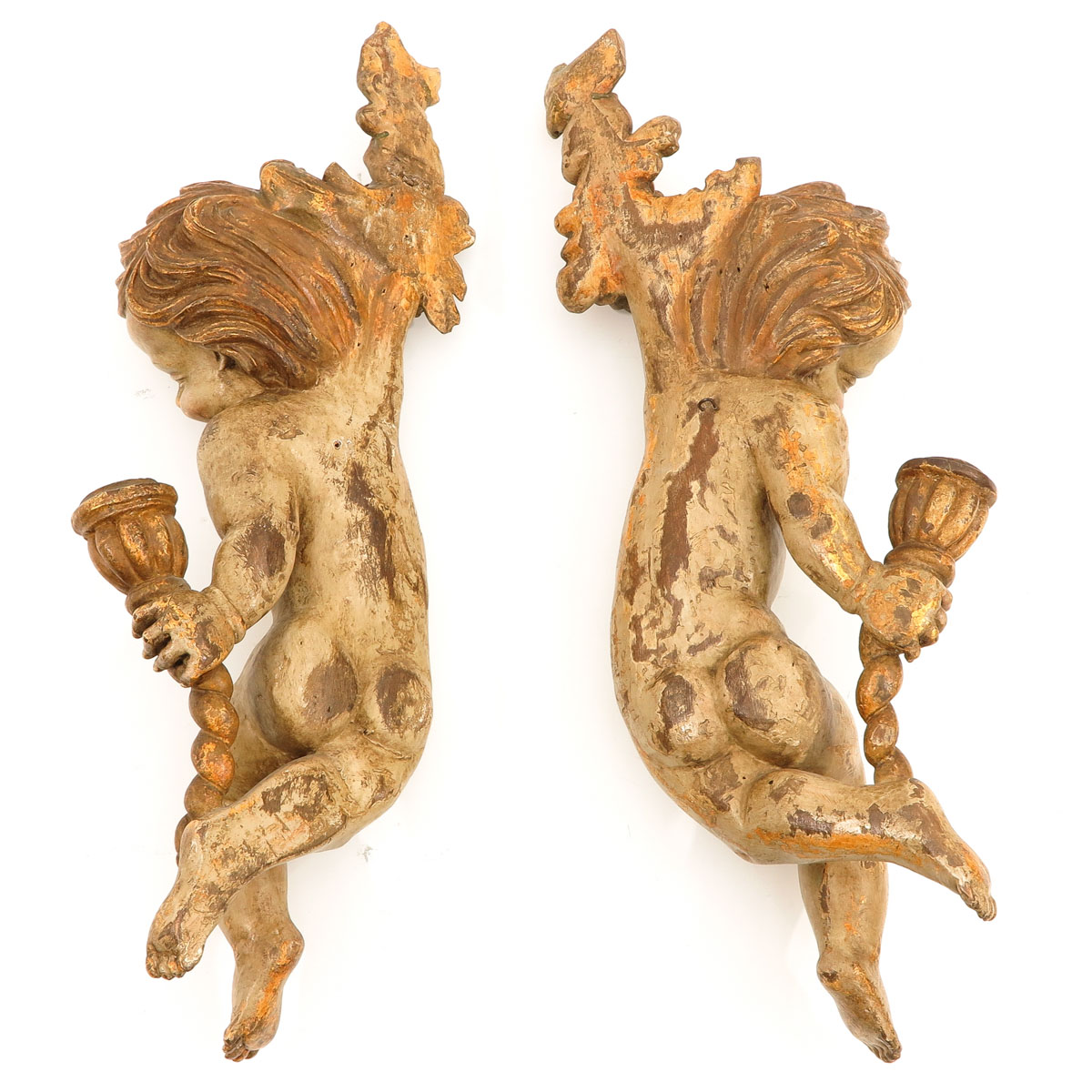 A Pair of 19th Century Wood Angels - Image 2 of 8