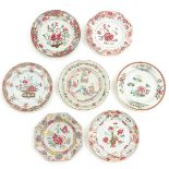 A Collection of 7 Famille Rose Plates