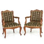 A Pair of 19th Century Upholstered Arm Chairs