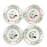 A Series of 4 Famille Rose Plates