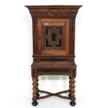 An 18th Century Oak and Ebony Wood Cabinet