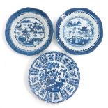 A Lot of 3 Blue and White Plates