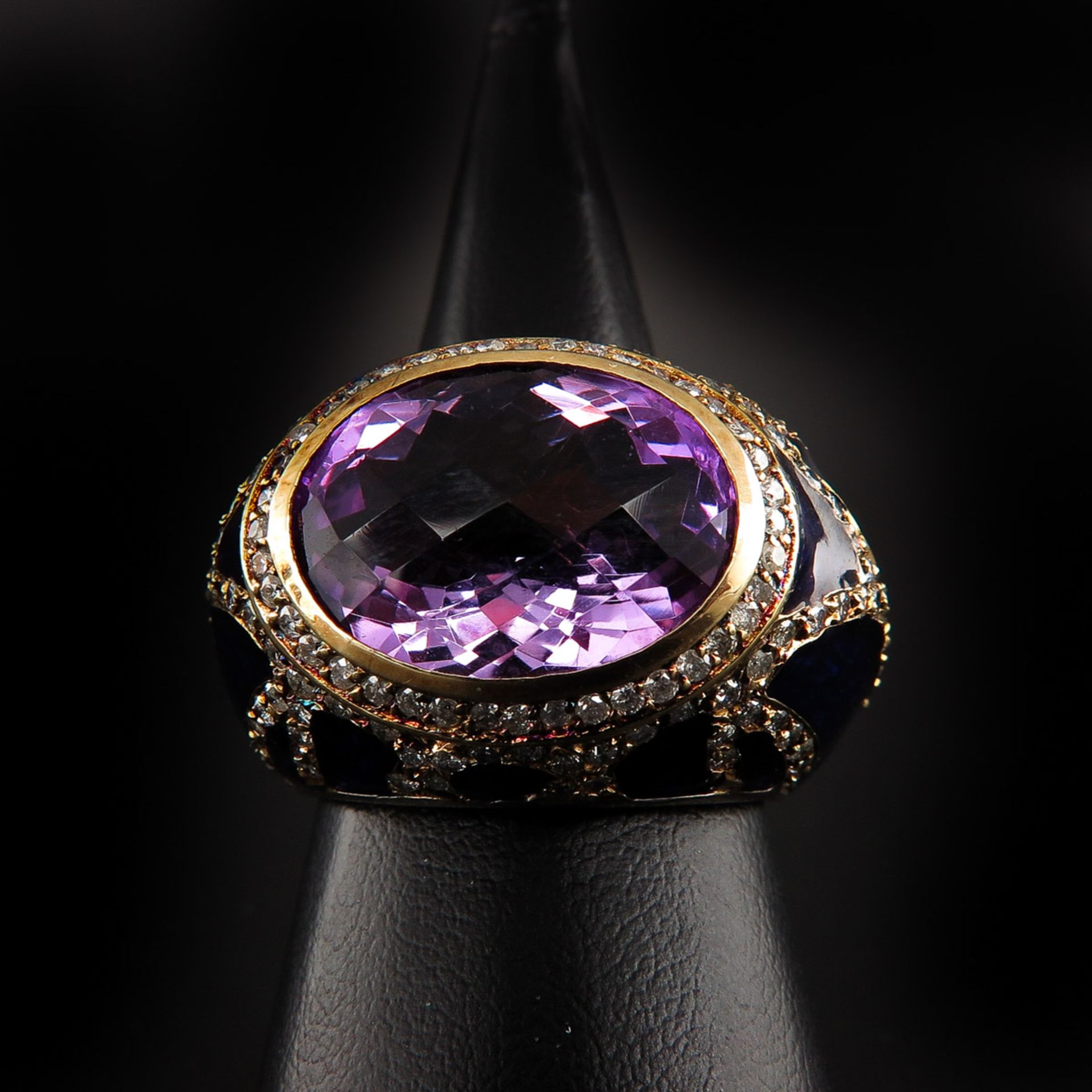 A Ladies 14KG Amethyst and Diamond Ring - Bild 2 aus 2