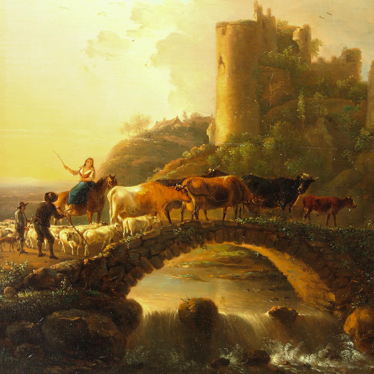 An Oil on Panel Depicting Landscape with Shepherd - Image 4 of 5