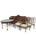 A Dining Set Including Table, Chairs, and Sideboard