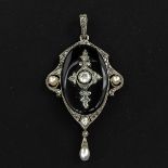 A Victorian Onyx and Diamond Pendant