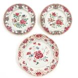 A Lot of 3 Famille Rose Plates