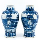 A Pair of Blue and White Vases