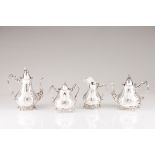 A Romantic style coffee and tea setPortuguese silver Pear shaped with engraved decoration; handl