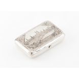 A cigarette caseRussian silver, 19th century Rectangular shaped of engraved and guilloche niello