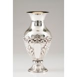 A vasePortuguese silver Turned body of engraved and raised foliage decoration Eagle hallmark 925