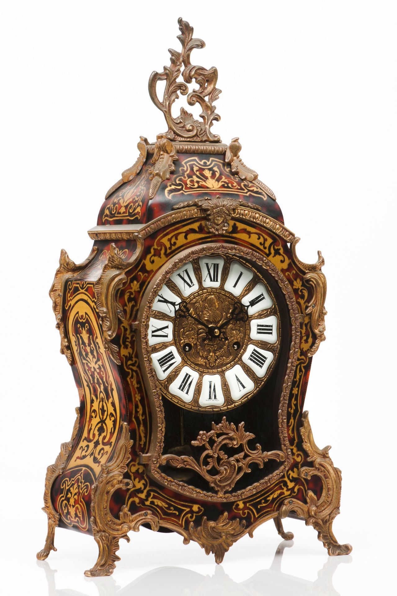 A Louis XV Boulle taste style table clock