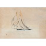 Rei D. Carlos (1863-1908)A sailboatWatercolor and charcoal on paper SignedBy family traditio