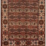 A Bakhtiari rug, IranWool and cotton of geometric and floral pattern in beige, bordeaux and blue