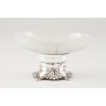 A footed bowlEngraved glass on a silver stand Raised and engraved decoration Boar hallmark 833/1