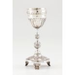 A toothpick holderPortuguese silver, 19th century Chalice shaped of pierced decoration, turned s