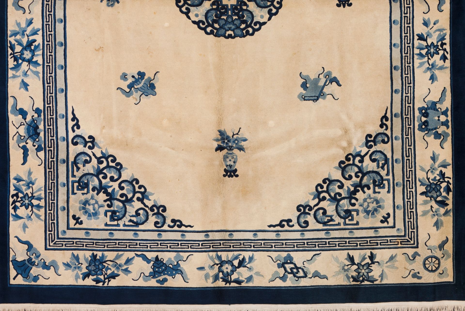A rug, ChinaWool of floral pattern in beige and blue shades375x265 cm