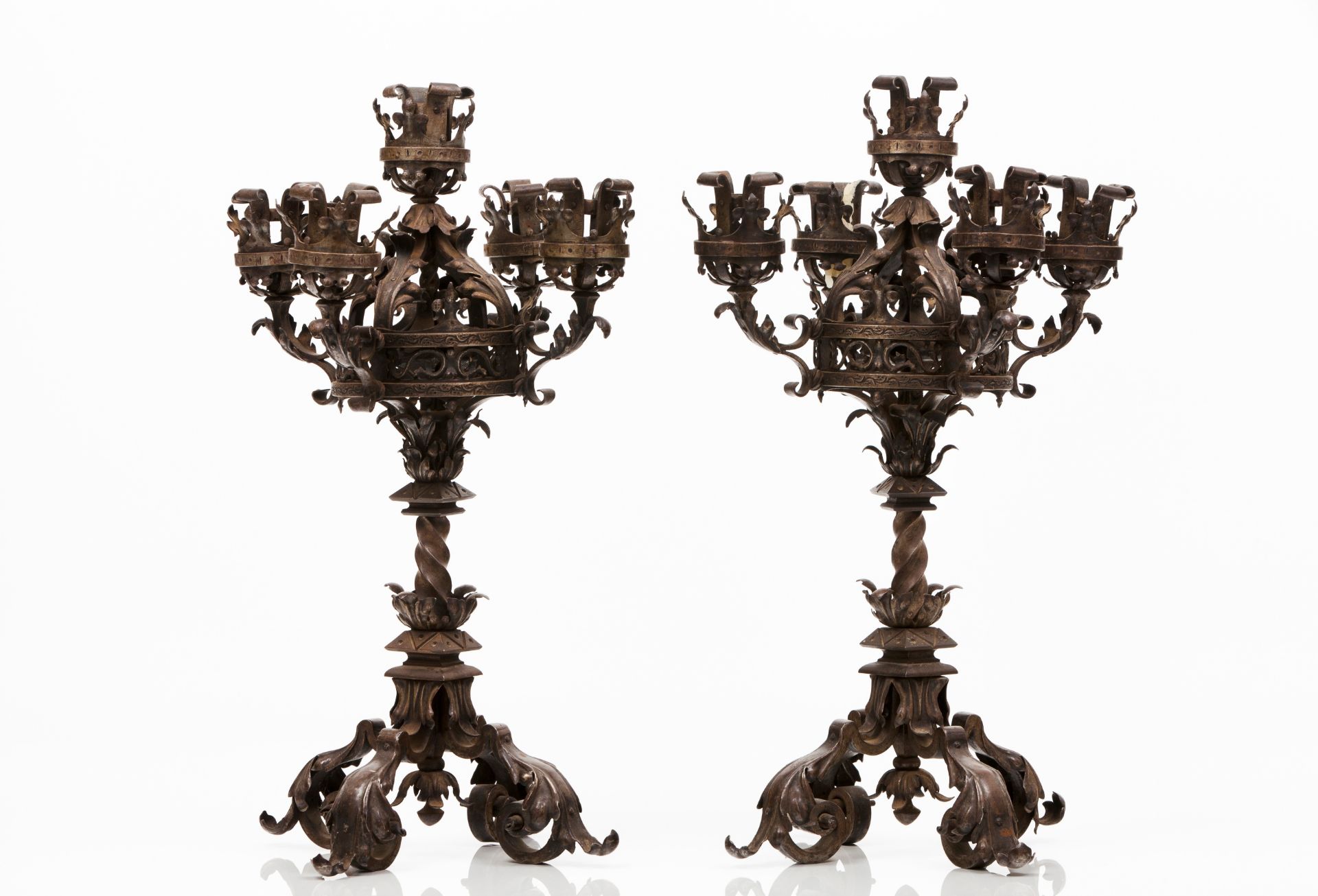 A pair of neo-gothic candelabra