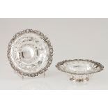 A pair of basketsPortuguese silver Fruits pierced decoration and scalloped lip of raised foliag