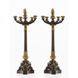 A pair of large six branch Empire style candelabra