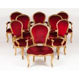 A set of eight Louis XVI style fauteuils