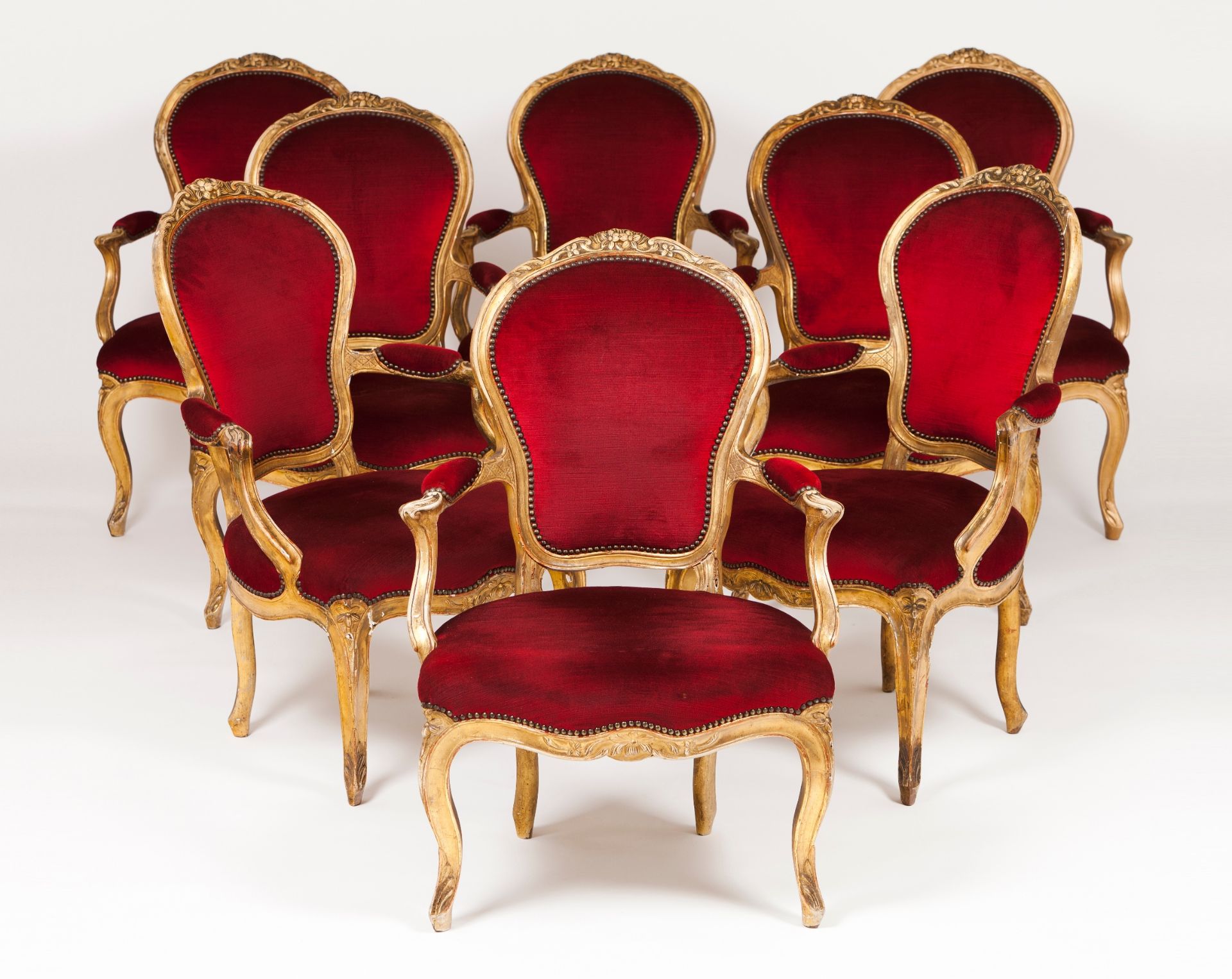 A set of eight Louis XVI style fauteuils