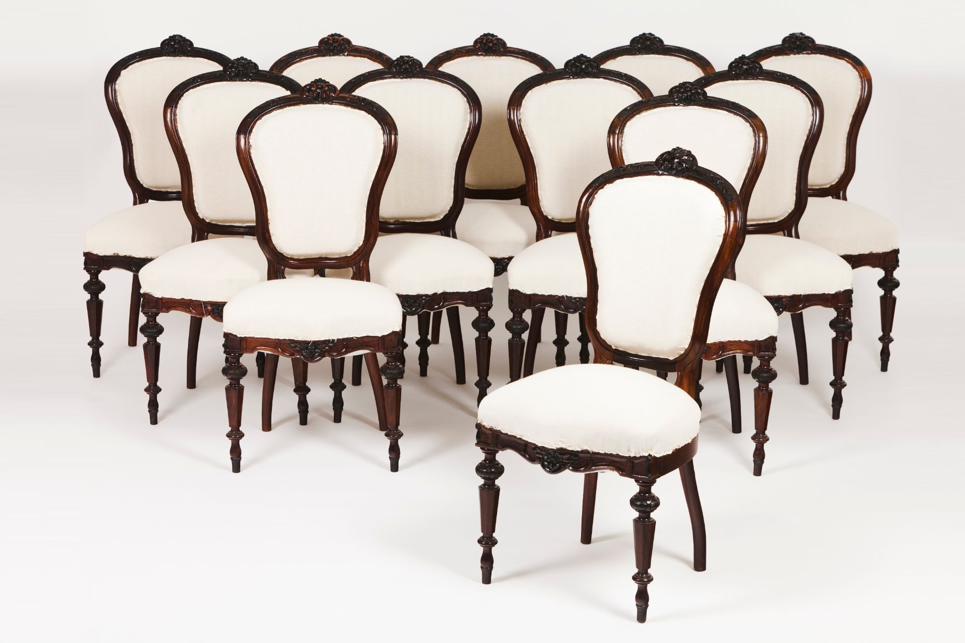 A set of twelve Romantic era chairs