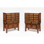 An important pair of Indo-Portuguese cabinets on stand