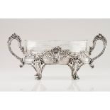 A plateau/flower bowlPortuguese silver Lozenge shaped body of pierced and raised Romantic era de