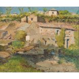 António Saúde (1875-1958)Landscape with housesOil on canvas, signed and dated 192751x62