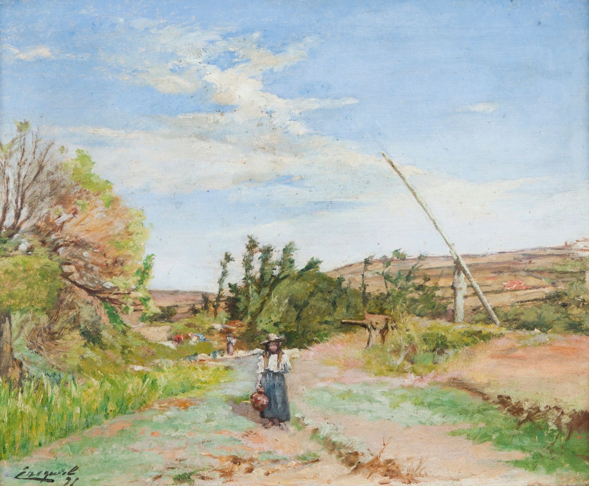 Ezequiel Pereira (1868-1943)"Cruz Quebrada"Oil on panel Signed and dated 9132,5x40 cm<br