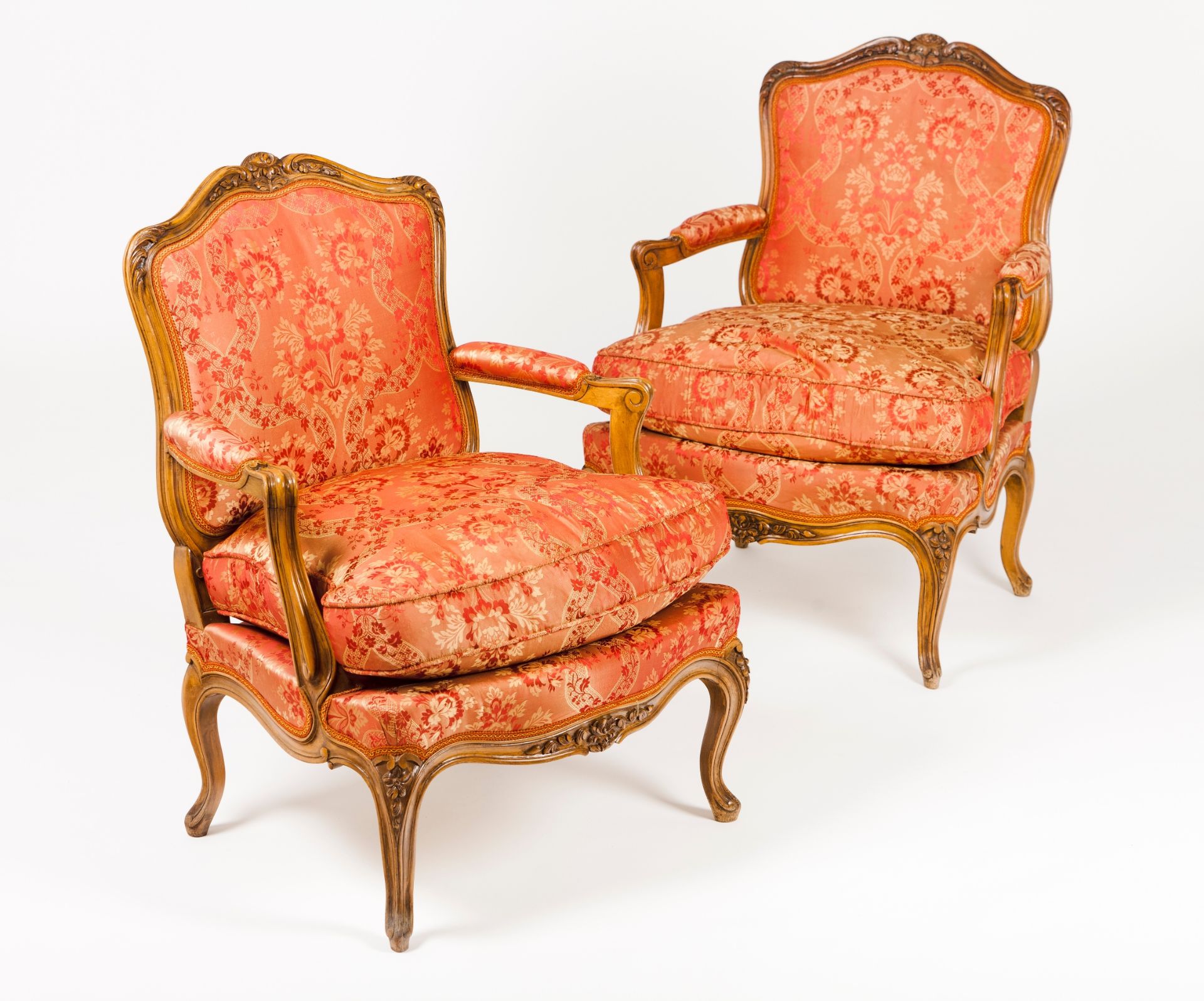 A pair of Louis XV style bergères