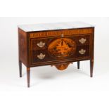 A D.Maria style chest of drawersSolid and veneered rosewood Central frames inlaid decoration dep