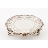 A D.José / D.Maria card trayPortuguese silver, 18th / 19th century Chiselled centre of floral an