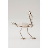 A long legged birdSilver and quartz crystal Moulded, scalloped and engraved with glass eyes Rabb