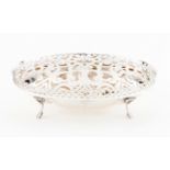A fruit/flower bowlPortuguese silver Oval shaped of scalloped spiralled foot and pieced band On