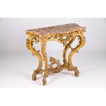 A D.José console tableCarved and gilt wood of foliage motifs decoration Marble top Portugal, 18th