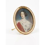 European school, 19th centuryPortrait of Queen Mary of Prussia (1825-1889) Oval miniature on ivory