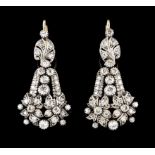 A pair of drop earringsSilver and gold, 19th / 20th century Romantic era pierced decoration of