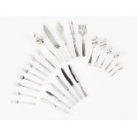 A twelve cover cutlery set Portuguese silver Fluted decoration known as "meia-cana" Soup spoons,
