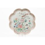 A lobate trayChinese export porcelain Polychrome "Famille Rose" enamelled decoration of flowers