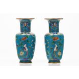 A pair of vasesEnamel Polychrome decoration of bird and foliage motifs China, 19th / 20th