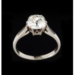 A solitary ringGold Set with one Europa brilliant cut diamond (ca. 1.75ct) possibly colour K/L and