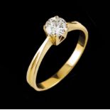 A solitary ringPortuguese gold Set with one brilliant cut diamond (ca. 0.48cy) colour I/J and vvs